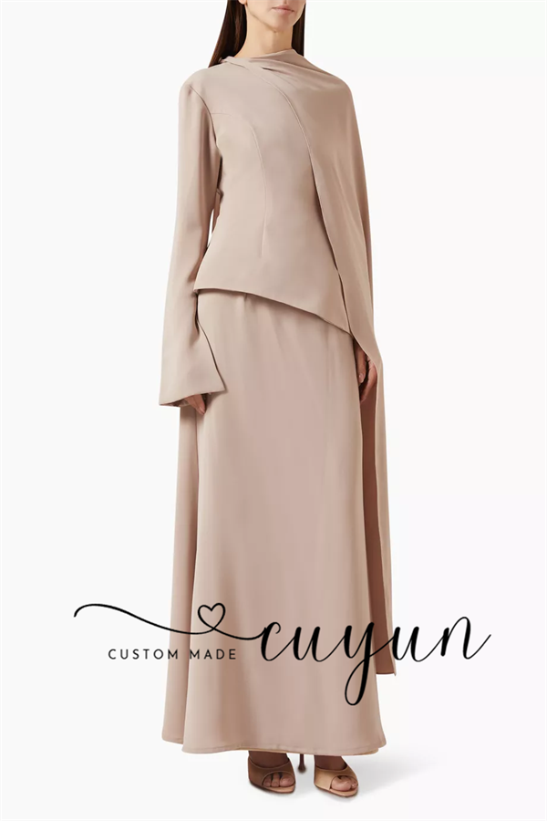 CUYUN Customized Khaki Modest  - Women'S Formal Wear For A Wedding Guest review and price