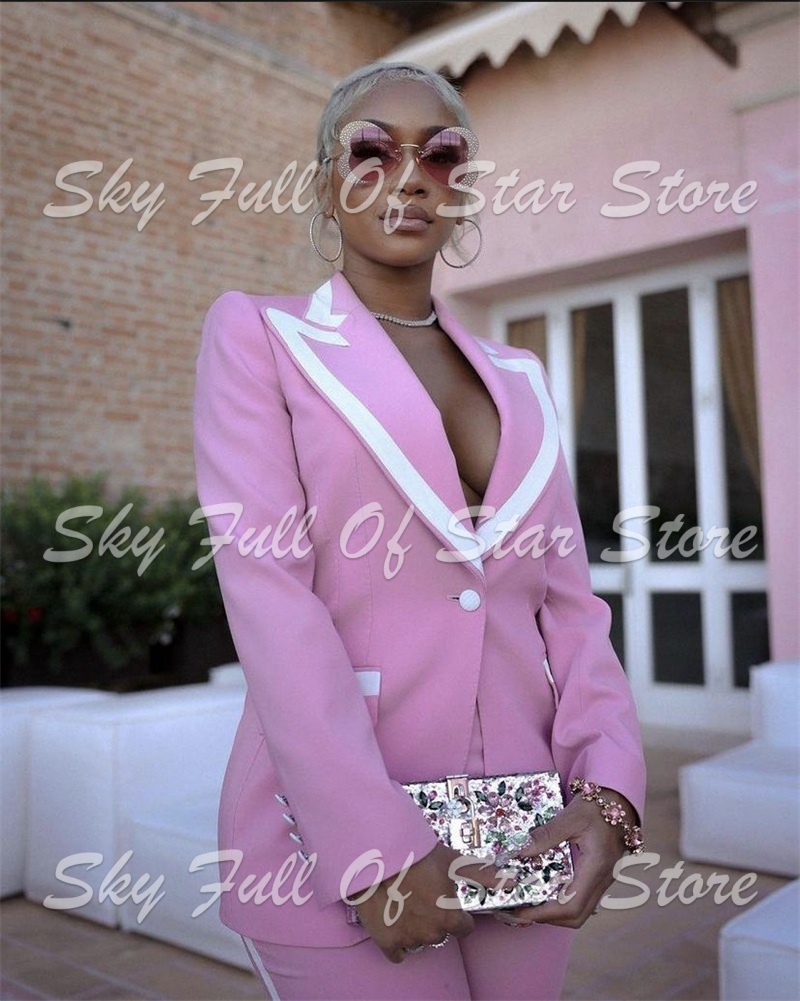 Elegant Pink White Contrast Pi - Women Formal Party Wear Dress review and price