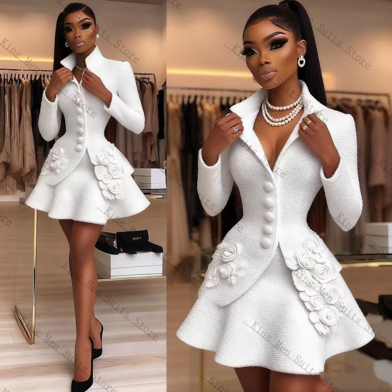 Luxury White Women Suit Set 2  - Women'S Formal Wear For A Wedding Guest review and price