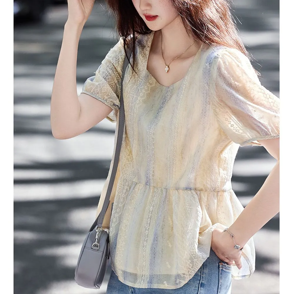 Women Korean Style Loose Puff  - Women Formal Blouses For Evening Wear review and price