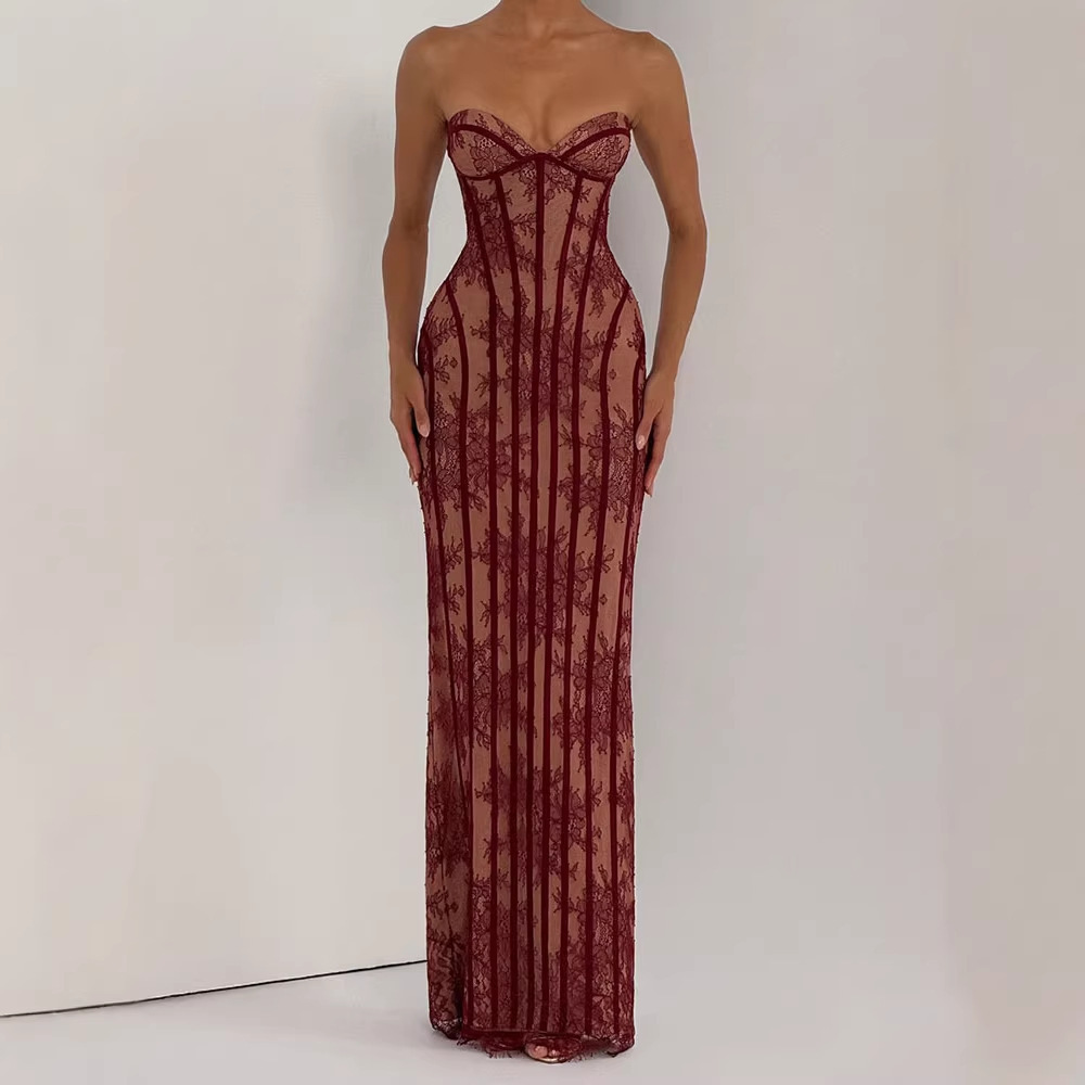Strapless Bodycon Maxi Dress f - Women Formal Party Wear Dress review and price