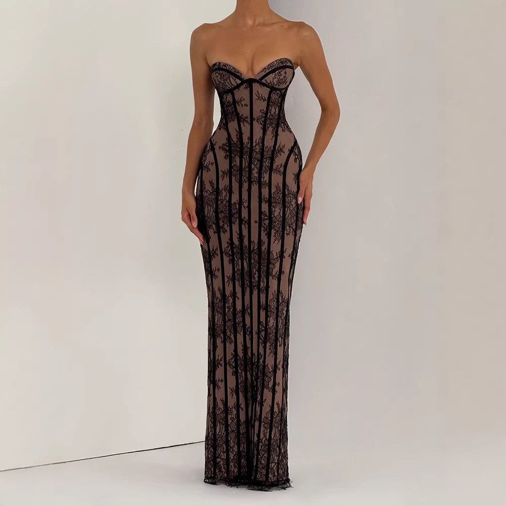 Strapless Bodycon Maxi Dress f - Women Formal Party Wear Dress review and price