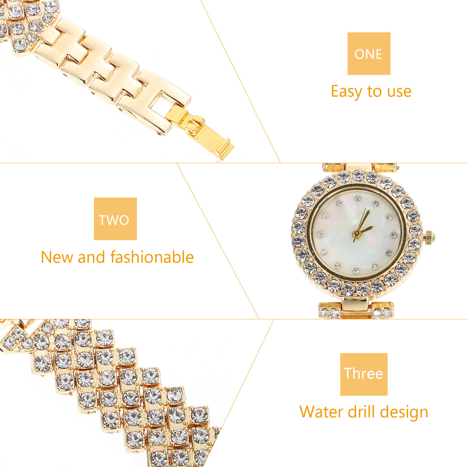 Shiny Golden Rhinestone Watch  - Women Formal Wear For Meeting review and price
